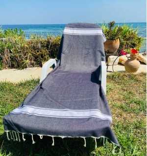 Denim blue beach towel Fouta Tunisia - 1