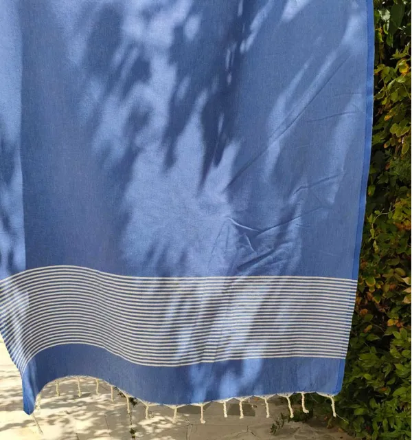 Flat medium blue Lurex Fouta  - 3