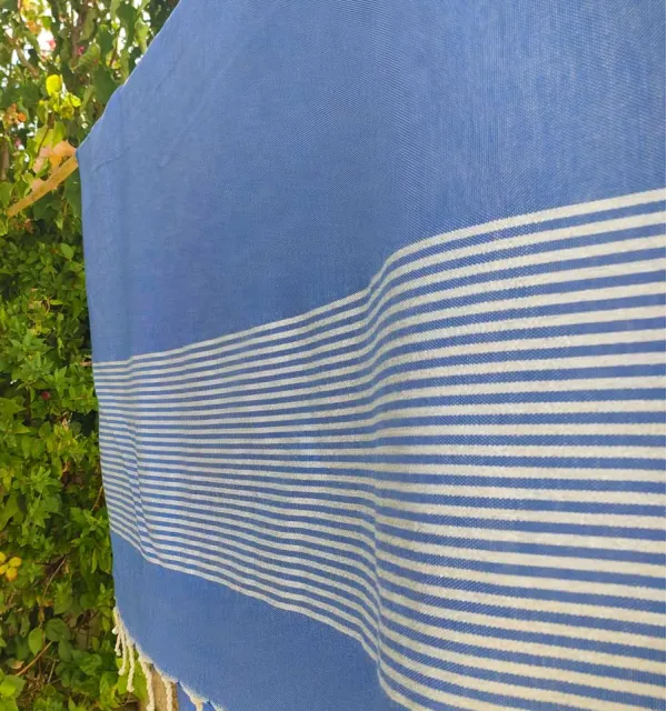 Flat medium blue Lurex Fouta  - 4