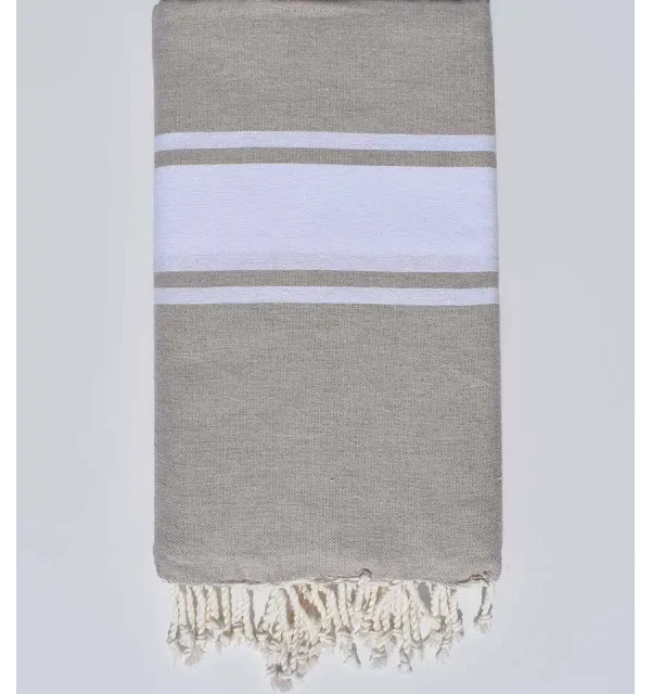 Beige striped white throw Fouta Tunisia - 2