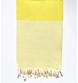 Honeycomb sunburst yellow striped white fouta  - 1