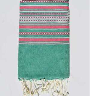 Arabesque green beach towel Fouta Tunisia - 1