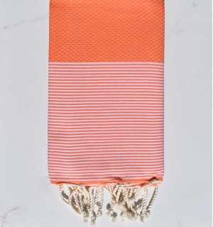 Beach Towel Honeycomb light pastel orange Fouta Tunisia - 1