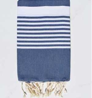Arthur denim blue with stripes Fouta  - 1