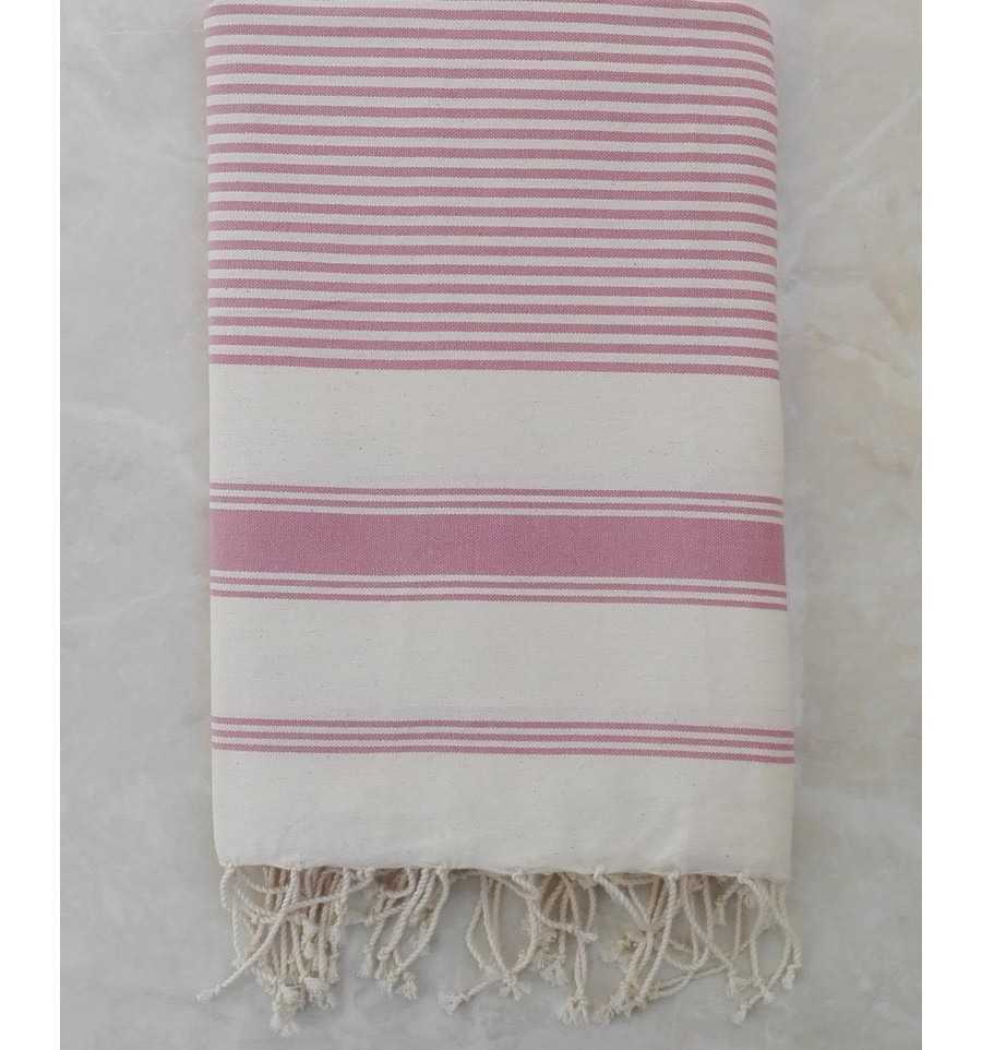 Light beige striped taffy pink throw