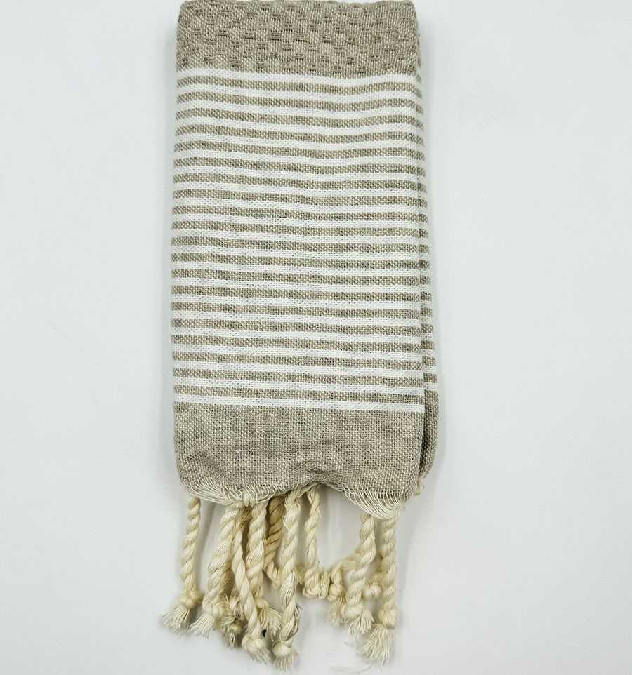 Beige napkin with stripes Fouta Tunisia - 1