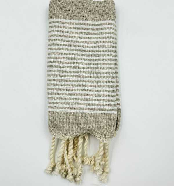 Beige napkin with stripes Fouta Tunisia - 1