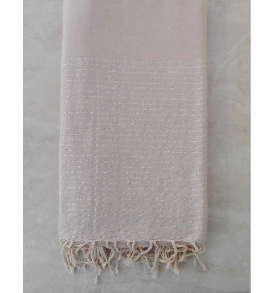 Light sand with silver lurex throw