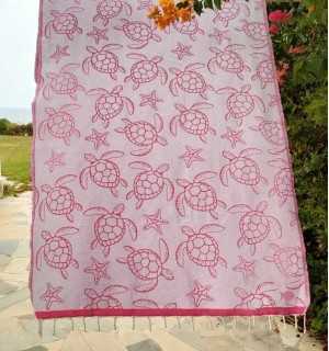 Seychelles Fuchsia Pink Beach Towel Fouta Tunisia - 1 2