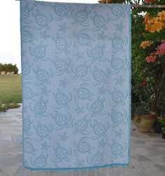 Seychelles Azure Blue Beach Towel Fouta Tunisia - 1 2