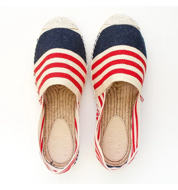 Navy, Ecru, and Red Women's Espadrilles Crabster - 2