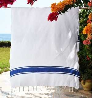 Flat white stripes blue Fouta Fouta Tunisia - 1