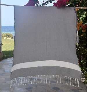 Chevron taupe  Beach towel Fouta Tunisia - 1