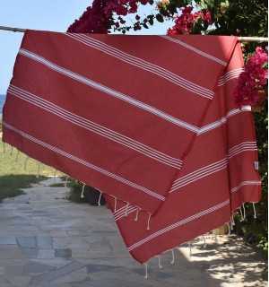 Beach towel Mykonos red Fouta Tunisia - 1 2