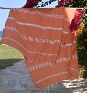 Beach towel Mykonos orange - FOUTA TUNISIA 2