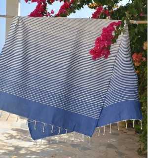 Beach Towel Portofino Blue Fouta Tunisia - 1 2