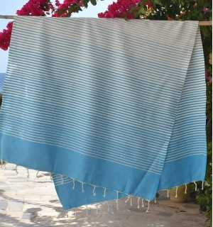Beach Towel Portofino Azure blue Fouta Tunisia - 1 2