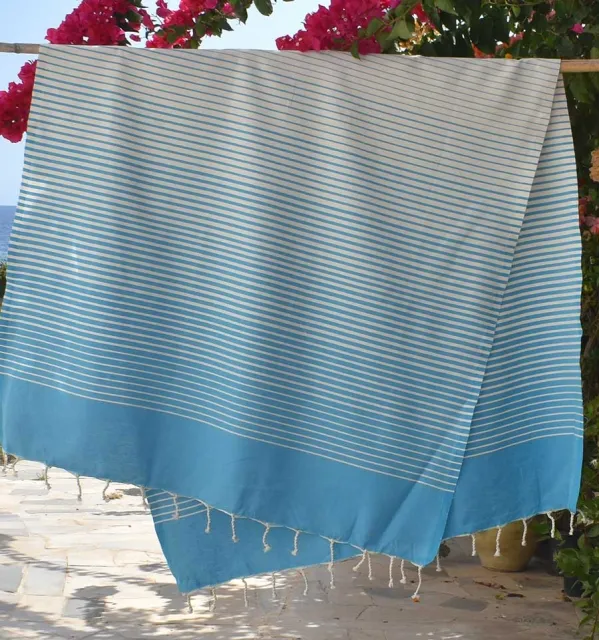Beach Towel Portofino Azure blue Fouta Tunisia - 2