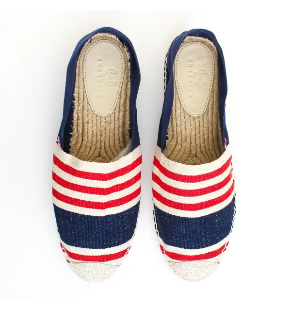 Men's blue espadrilles with stripes Crabster - 2