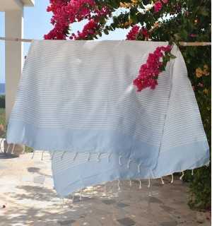 Beach Towel Portofino Sky blue Fouta Tunisia - 1 2