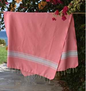Neon pink recycled cotton beach towel - FOUTA TUNISIA 2