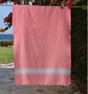 Neon pink recycled cotton beach towel - FOUTA TUNISIA