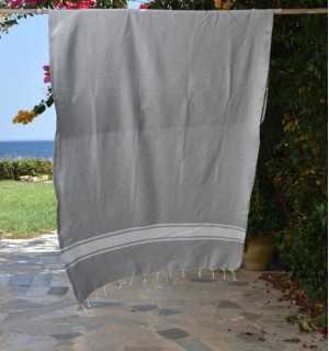 Beach towel very light grey - FOUTA TUNISIA