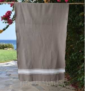 Beach towel taupe - FOUTA TUNISIA