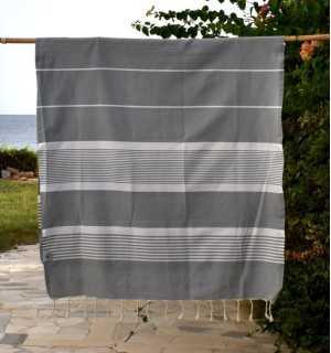 Dim gray arthur beach towel - FOUTA TUNISIA