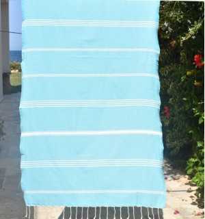 Beach towel Mykonos celestial blue - FOUTA TUNISIA