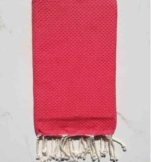 Beach Towel Honeycomb solid color candy pink Fouta Tunisia - 1 2