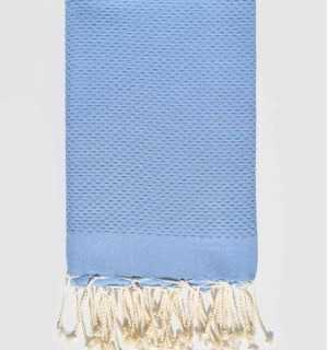 FOUTA nid d'abeille unie vert turquoise Fouta Tunisia - 1 2