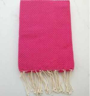 Plain honeycomb fushia pink fouta Fouta Tunisia - 1 2
