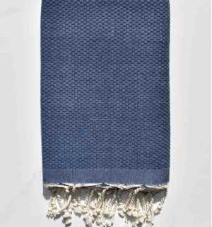Plain honeycomb navy blue fouta Fouta Tunisia - 1 2