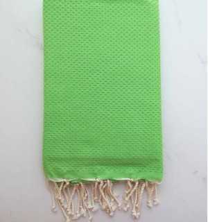 Plain honeycomb green fouta Fouta Tunisia - 1 2