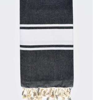 Blue black beach towel Fouta Tunisia - 1 2