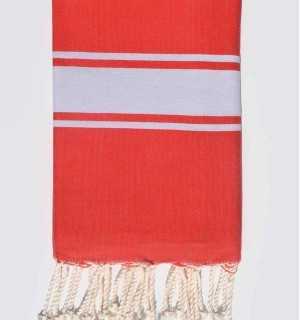 Beach towel flat red english Fouta Tunisia - 1 2