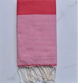 Honeycomb gooseberry striped white fouta Fouta Tunisia - 1 2