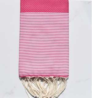 Carmine pink honeycomb beach towel Fouta Tunisia - 3 2