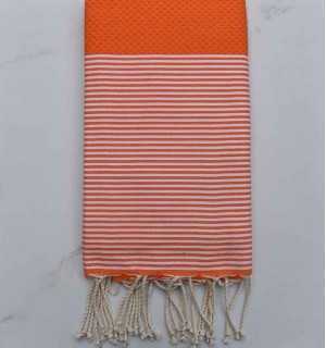 Honeycomb orange fouta Fouta Tunisia - 1 2