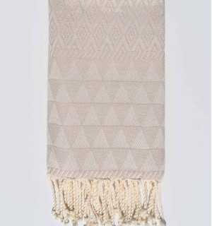 Beach Towel Jaquard Diamond Beige Fouta Tunisia - 1 2