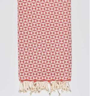 Red butterfly beach towel Fouta Tunisia - 1 2