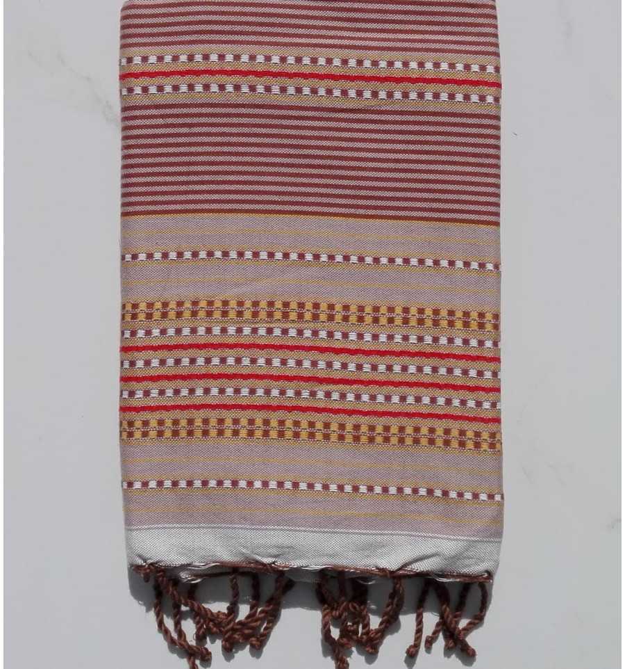 Arabesque beige and chestnut fouta