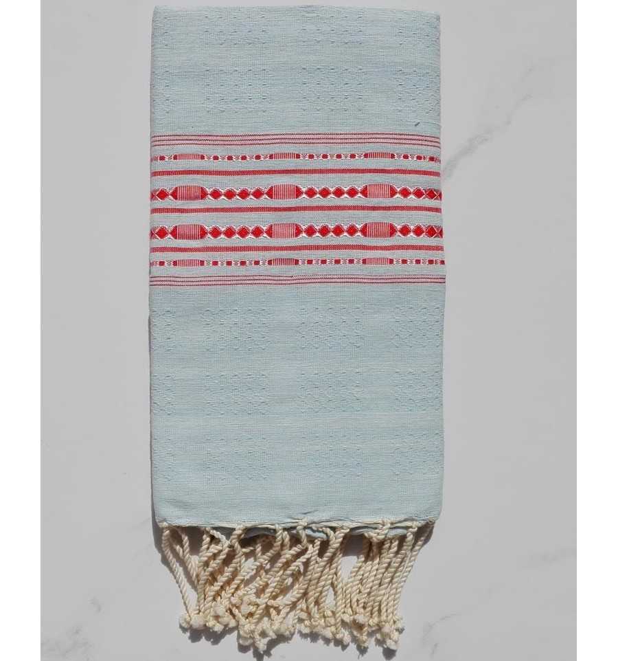 Fouta arabesque rayée rouge 