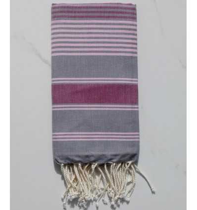 Dina lead grey striped pink and burgundy  fouta