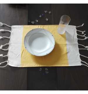 Mini creamy white and ochre yellow fouta 
