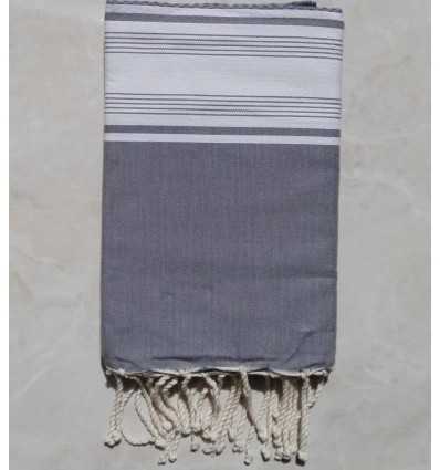 Honeycomb grey and white striped fouta