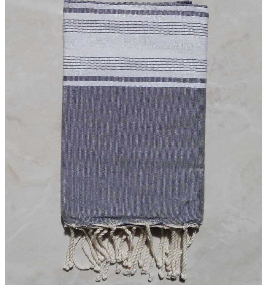 FOUTA NID D'ABEILLE rouge coraille rayée blanc 
