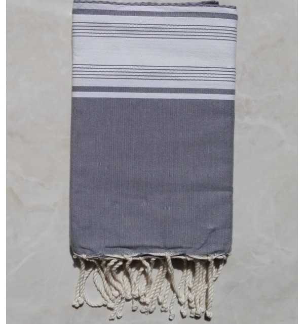 FOUTA NID D'ABEILLE rouge coraille rayée blanc 
