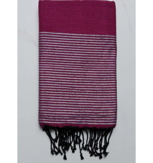 FOUTA Lurex NID D'ABEILLE bleu de cobalt 